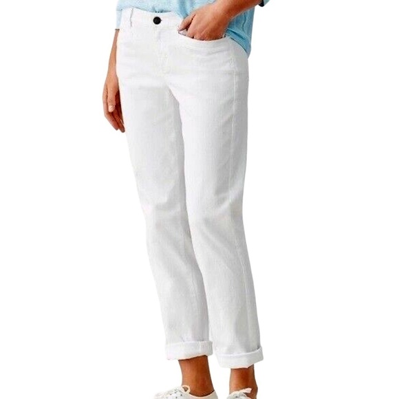 J. Jill Jeans Straight Leg Boyfriend Rolled hem 5 Pocket Dungaree Style White - Picture 5 of 9